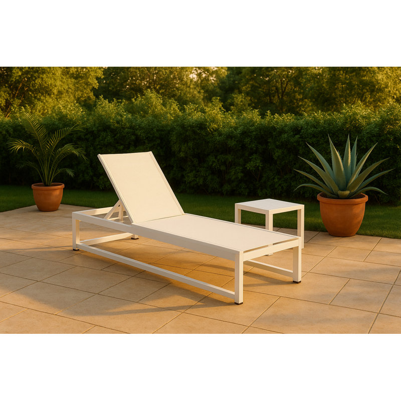 Chaise longue inclinable Bupleurum Matterson, Crème, crème, Blanc