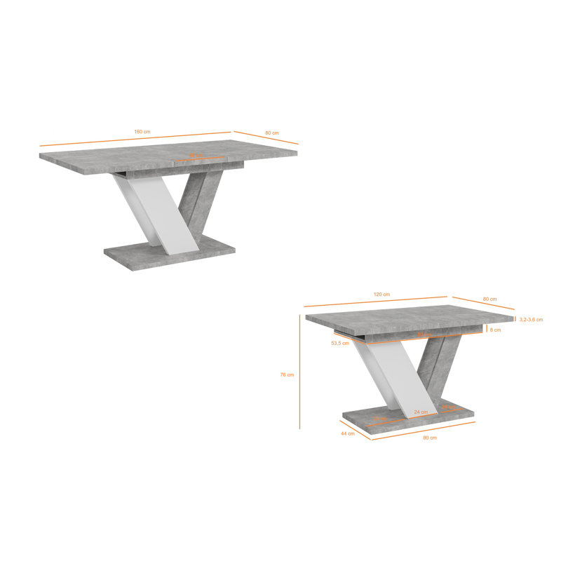 Extendable Dining Table Dubai, Grey/White