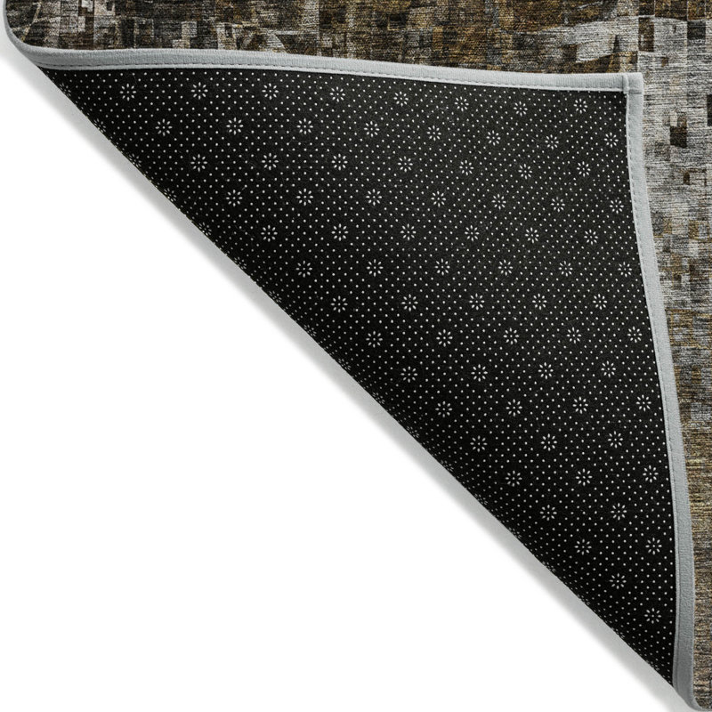 Tapis intérieur lavable abstrait 9 pi x 12 pi brun chocolat et cuivre