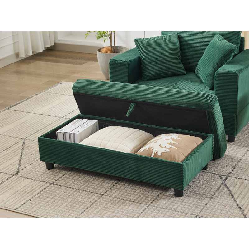 Méridienne surdimensionnée en velours côtelé moelleux, Vert