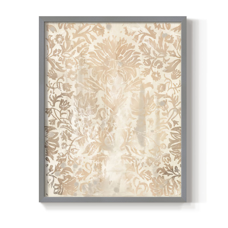 Noyer damassé IV, reproduction encadrée - bois massif, Gris, H 10 po x l 8 po