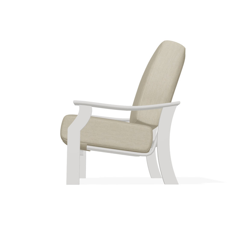 St. Catherine Marine Grade Polymer Deep Seating Cushion Arm Chair, Snow, Canvas Navy Sunbrella® Canvas