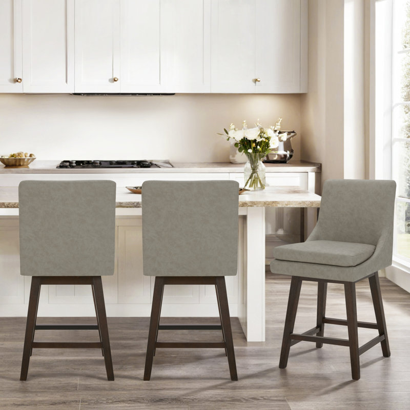 Tabouret de comptoir pivotant Aleksy, Gris pierre