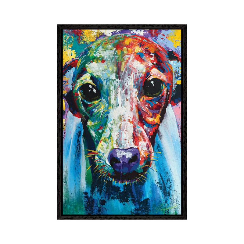 Italian Greyhound I by Tadaomi Kawasaki - Print on Canvas, 101.6cm H x 66.04cm W x 3.81cm D, Black Floater Framed