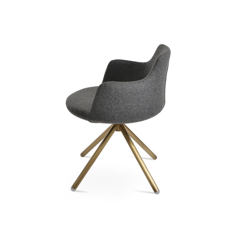 Chaise avec accoudoirs Dervish, Gris foncé, Laiton
