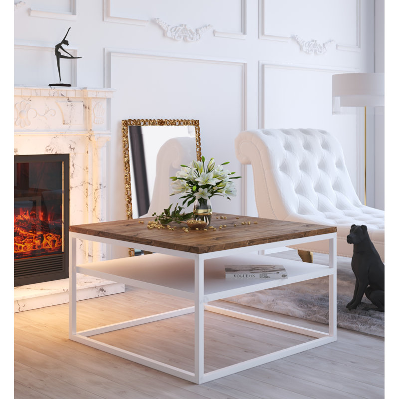 Apolonio Coffee Table with Storage Space, Stirling Oak/White