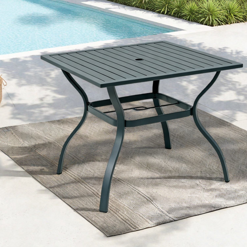 Tables de patio modernes, table de salle à manger carrée en acier de 37 pouces pour la maison