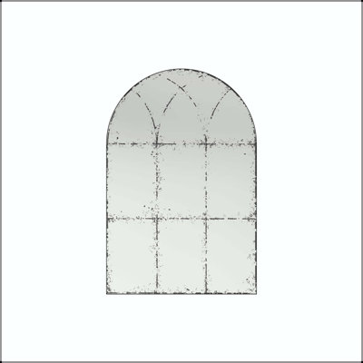 Semicircular Industrial Wall Mirror with Weathered Etched Lines