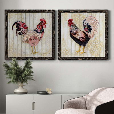 Pecking l'ordre I - ensemble de 2 peintures sur toile encadrées