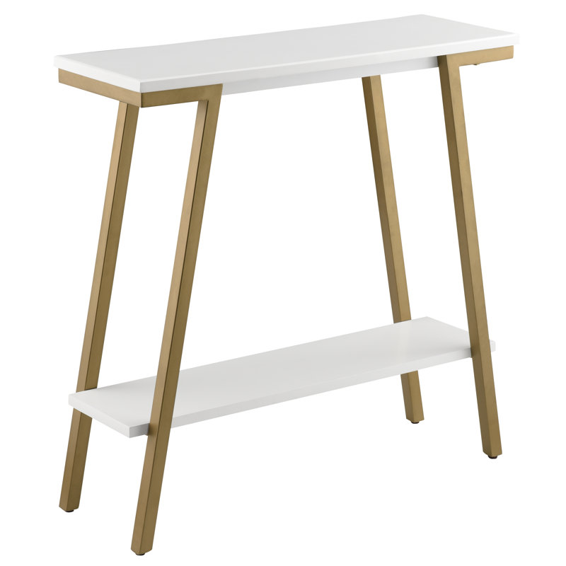 Brisher Empiria Mixed Metal and Solid + Manufactured Wood Hall Console, Cottage White/Gold