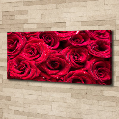 Drops On Roses - Wrapped Canvas Print