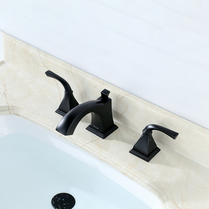 Widespread 2-handle Bathroom Faucet with Drain Assembly, Matte Black