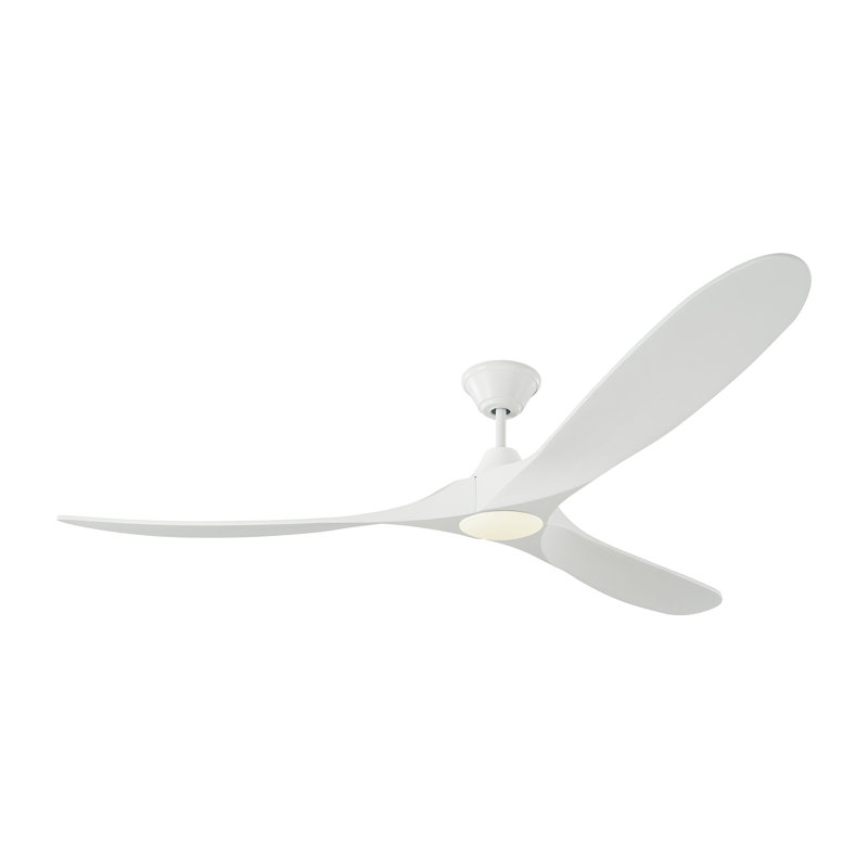 LED Downrod Ceiling Fan, Matte White with White Blades, 52 inches