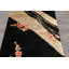 Tapis floral transitionnel art déco noir et gris en laine noué à la main 3 pi 6 po x 5 pi 6 po