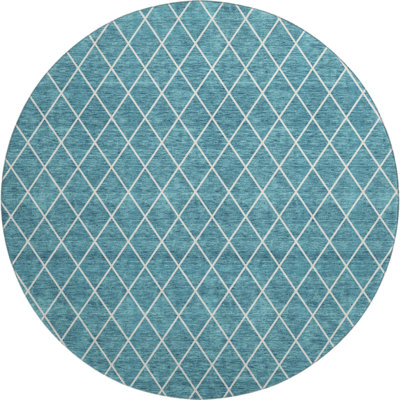 Premium Machine Washable Prisco Teal Rug