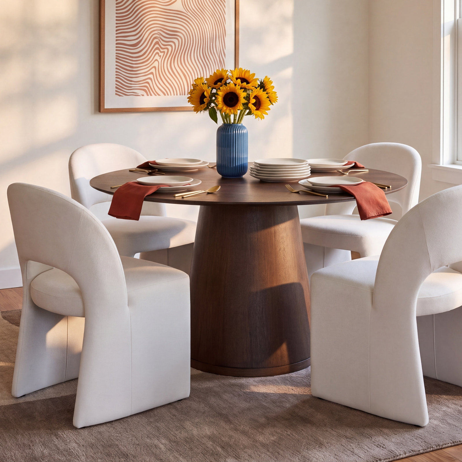 Madrid Dining Table, 30" H x 62.99" L x 62.99" W, Brown