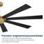 60 po Ventilateur de plafond 8 pales à double face noir et noyer avec télécommande DC, doré-487715744-487715746-487715750
