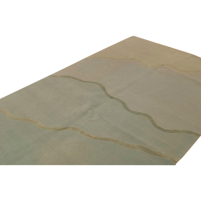 Tapis unique vert / beige de 6 pi 2 po x 9 pi 3 po