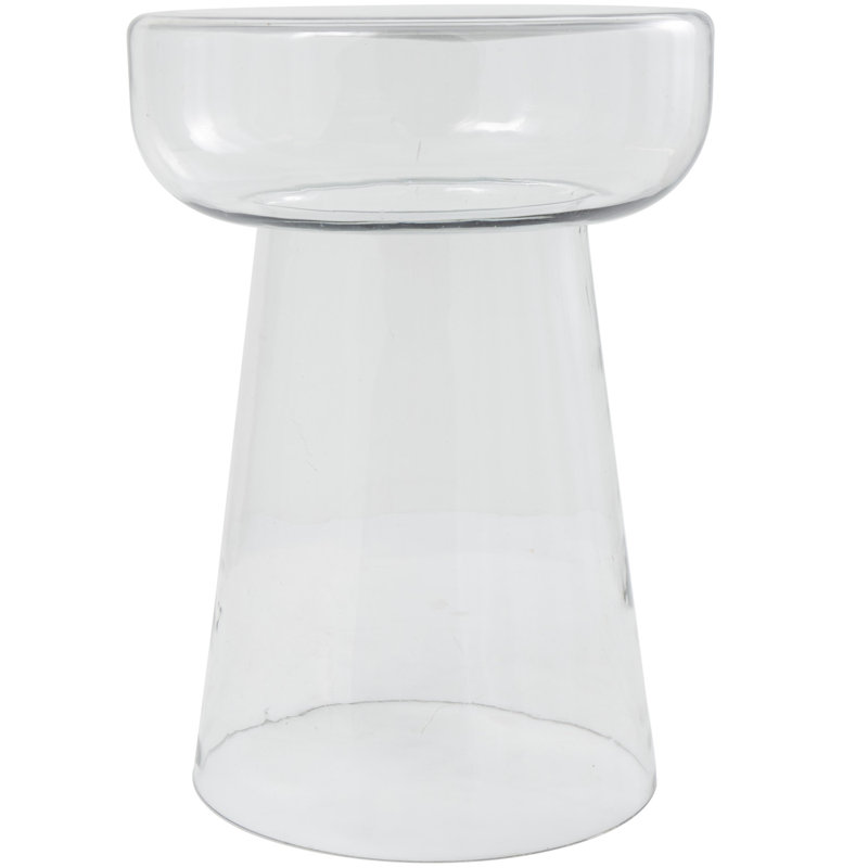 Clear Glass Round Drum Base End Table