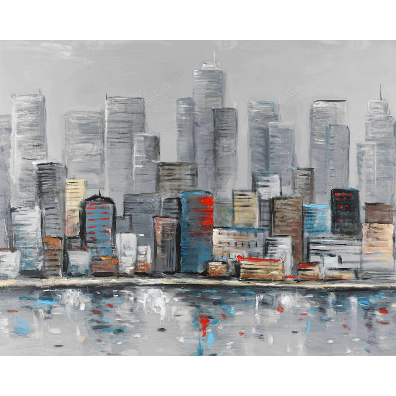 Abstract city skyline - 48"x60" Framed canvas