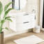 30 Inch White Bathroom Vanity Without Sink, Two Drawers Storage Strategy, Guide Rail Functionality Range, Easy To Clean Finish Quality Wall Mounted Vanity, Function, Feature, Save Space Advantage-129959442
