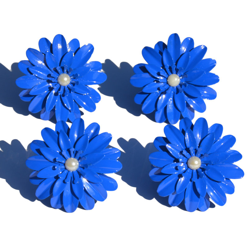 Rond de serviette fleur, Bleu