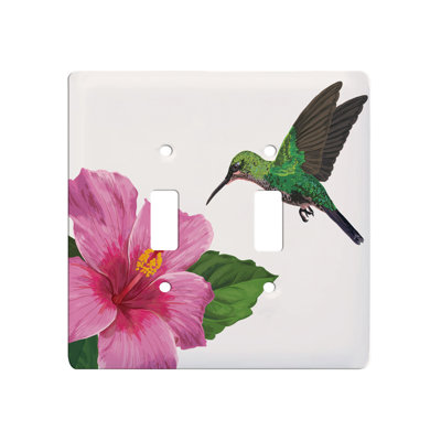Hummingbird and Hibiscus Double Toggle  Switchplate