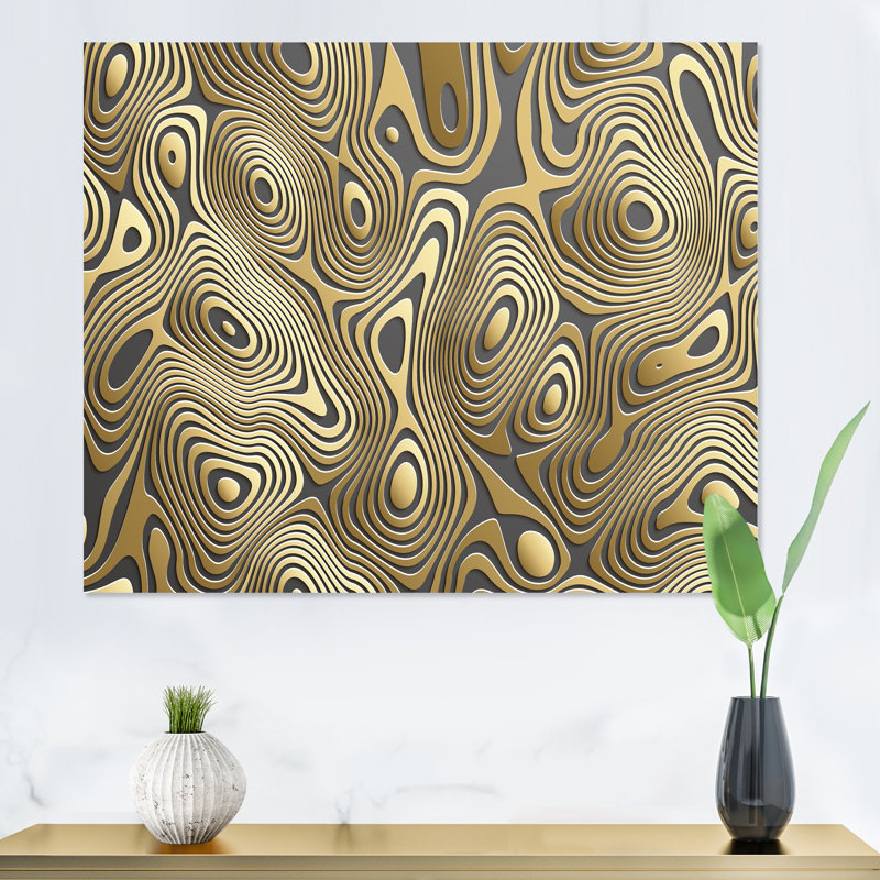 Wavy Luxury Gold Gradients II - peinture sur toile, H 24 po x l 32 po, Toile tendue