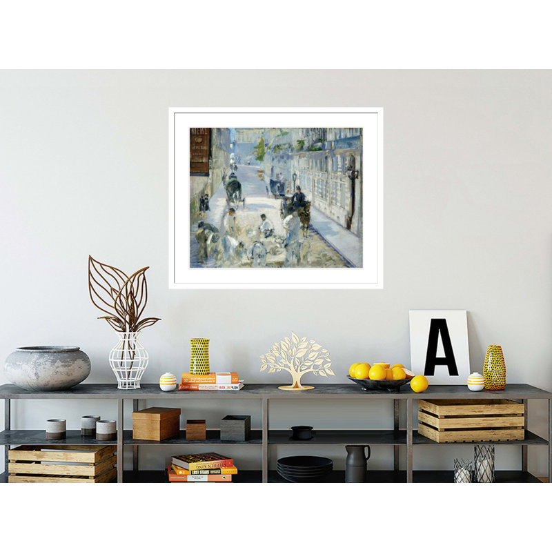 «The Rue Mosnier With Workmen» par Edward Manet, impression giclée encadrée, H 33,5 po x l 39,65 po