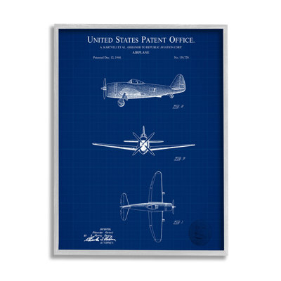Plan détaillé de l'avion américain, art de la giclée encadrée par Karl Hronek