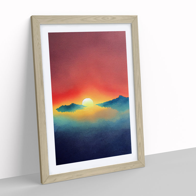 Precious Sunset - Single Picture Frame Print, 64cm H x 46cm W, Oak