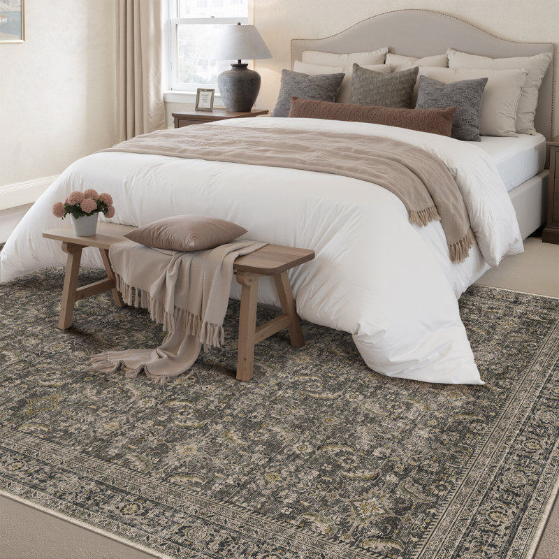 Goudeau Vintage Area Rugs For Living Room With Non-Slip Backing, Rectangle 6' x 9'