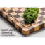 "Planche à découper en bois d'acacia à carreaux - Rainures et poignées à jus, grand plateau de service en bloc de boucher avec boîte-cadeau
