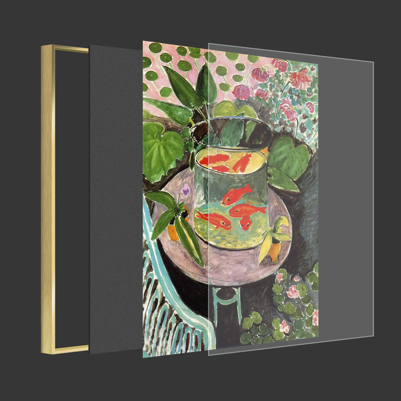 Matisse esthétique abstraite - peinture sur toile, H 24 po x l 16 po x P 1,5 po, Encadrement doré