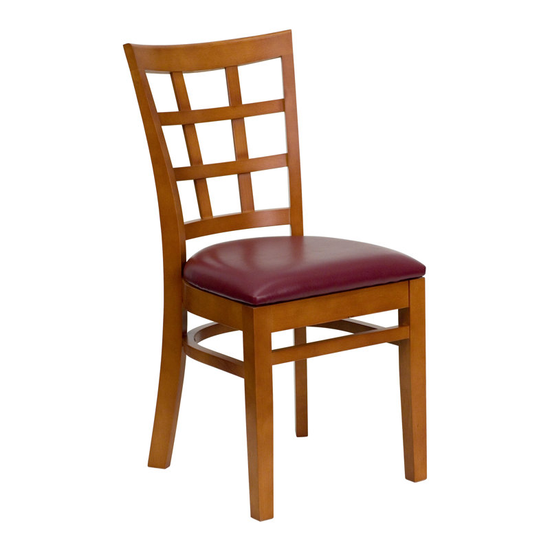 Chaise en bois massif Statice, Vinyle bourgogne, Ensemble de 4