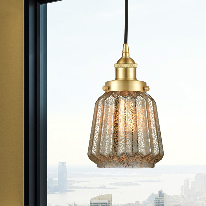 Luminaire suspendu conique à 1 lumière Caggiano, Or satiné
