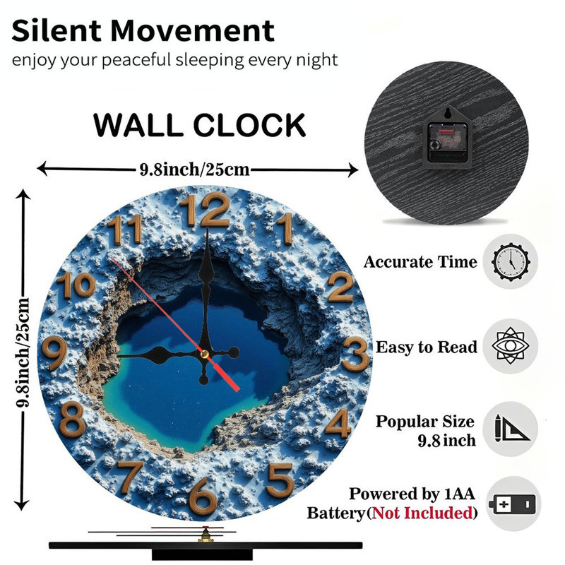 Unique Lake View Wall Clock  Frozen Lake Design