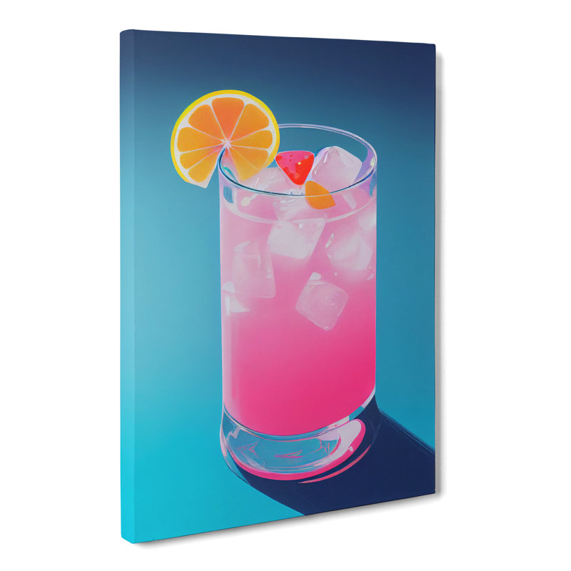 Cocktail Vaporwave - Wrapped Canvas, 50cm H x 35cm W x 3cm D