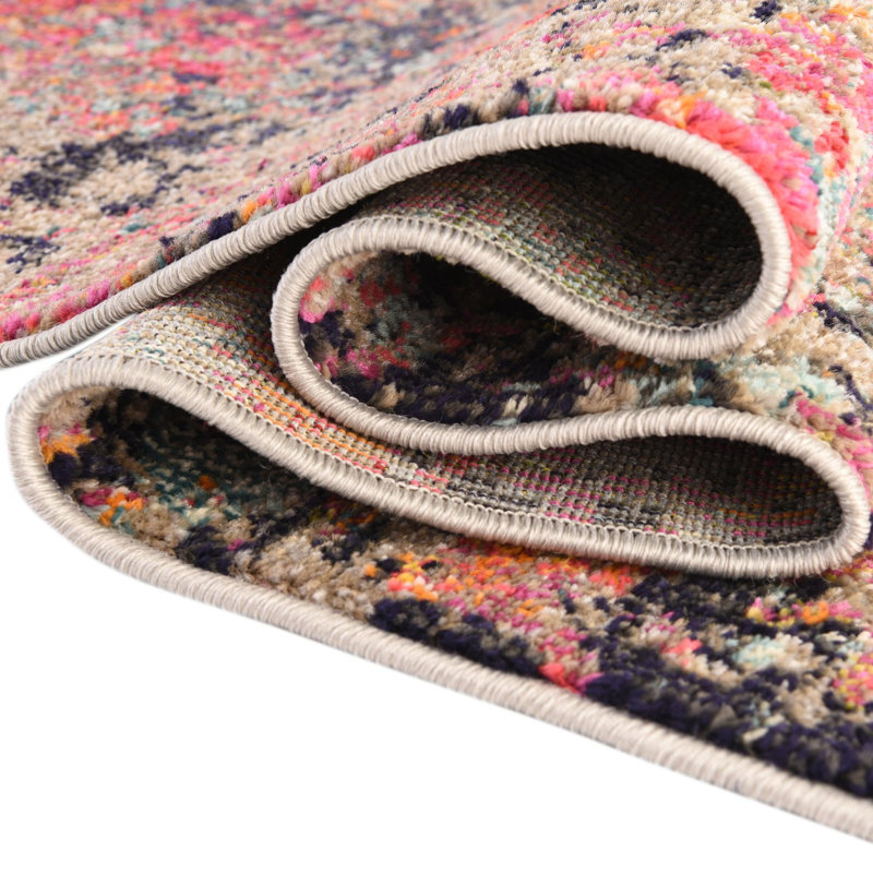 Abstract Orange/Gray/Navy Area Rug, Oval 7'1" x 10'
