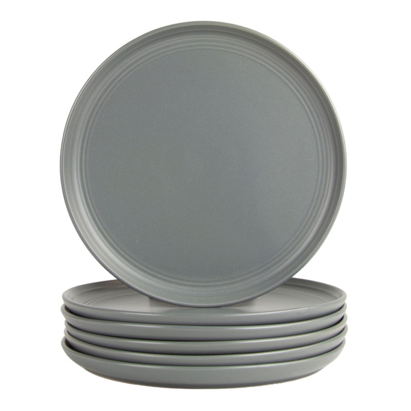 Assiette plate Double Line 10,5 po, Gris mat