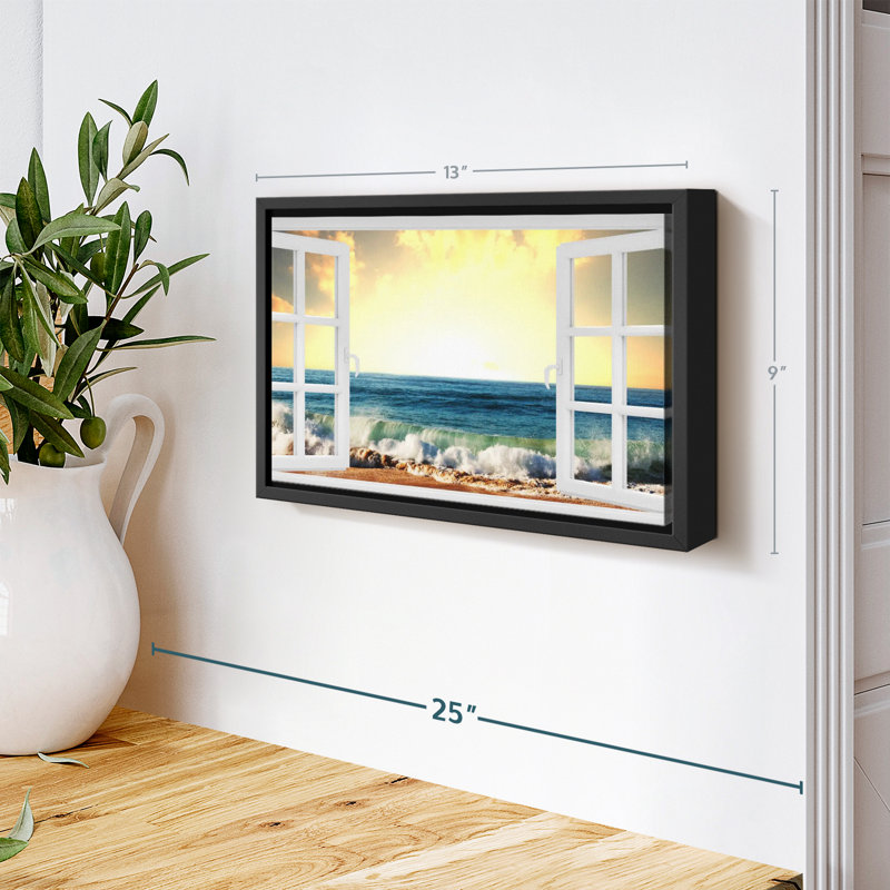 Plage «Window To Wavy Beach Wall Art», H 9 po x l 13 po