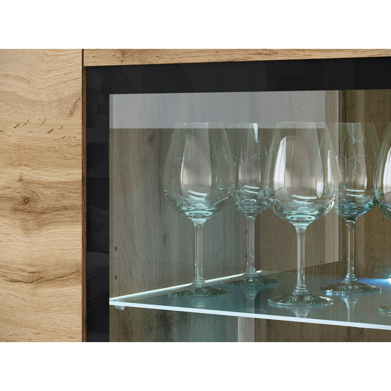 Dejanee Cm, Chest Of Drawers With Glass Panels, With Led Lighting, Brown