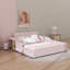 Lit double tapissier pleine grandeur, lit combiné mère-enfant avec table d'appoint et mini tabouret-1340279102