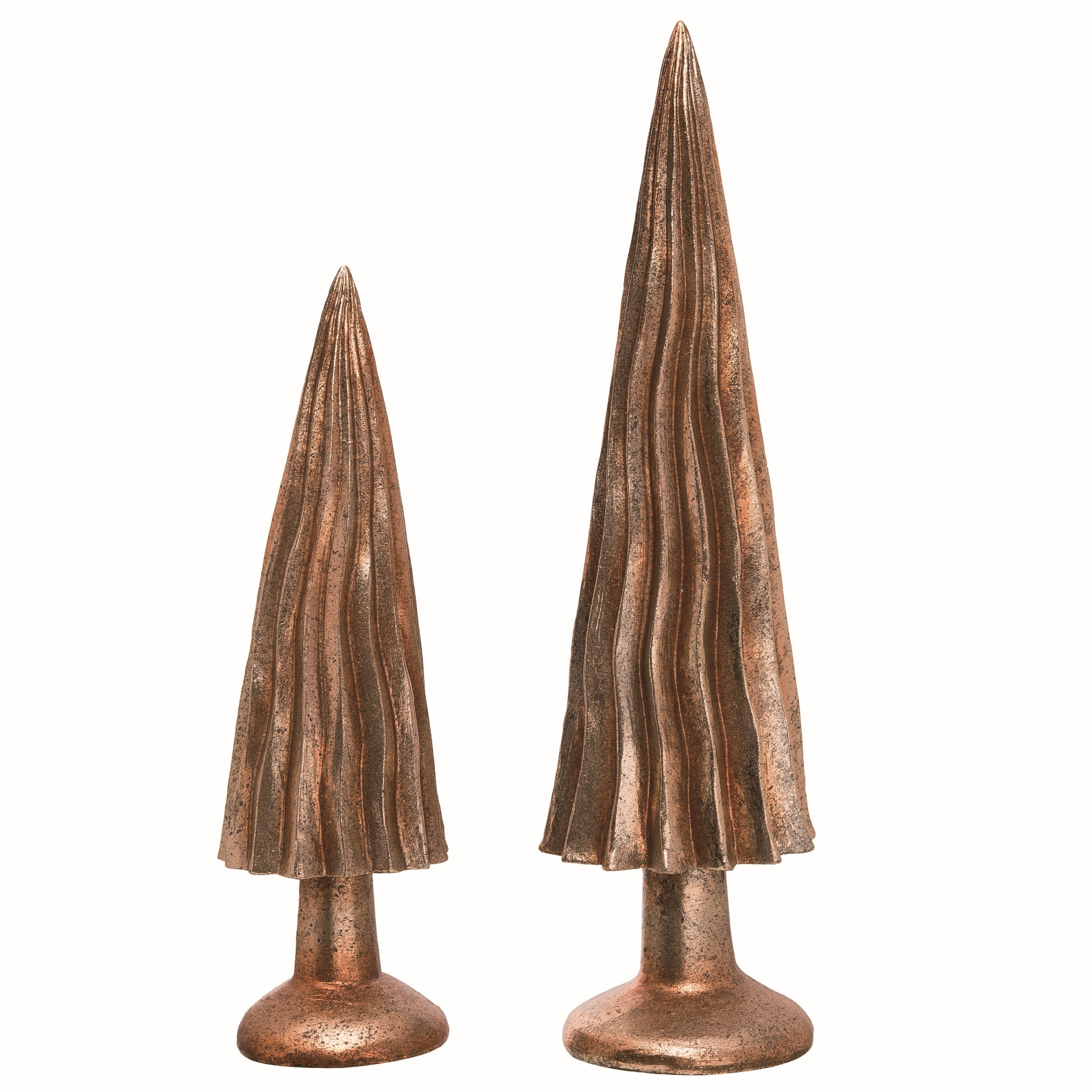 The Holiday Aisle® Resin 16.5 in. Bronze Christmas Elegant Copper Trees Set of 2 | Wayfair