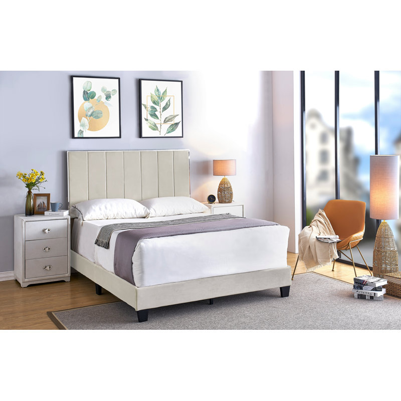 Kolin Upholstered Standard Bed, Beige, Twin