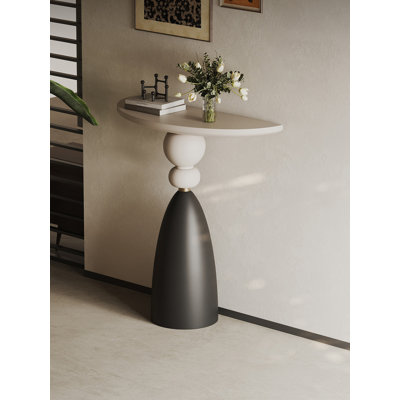 Console demi-lune piédestal deux tons