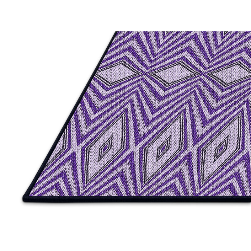 Tapis mauve/blanc à motifs, Rectangle 5 pi x 7 pi