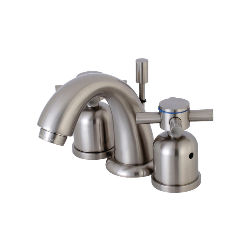 Kingston Brass Concord Two-Handle 3-Hole Deck Mount Widespread Bathroom Faucet with Retail Pop-Up Drain, Brushed Nickel