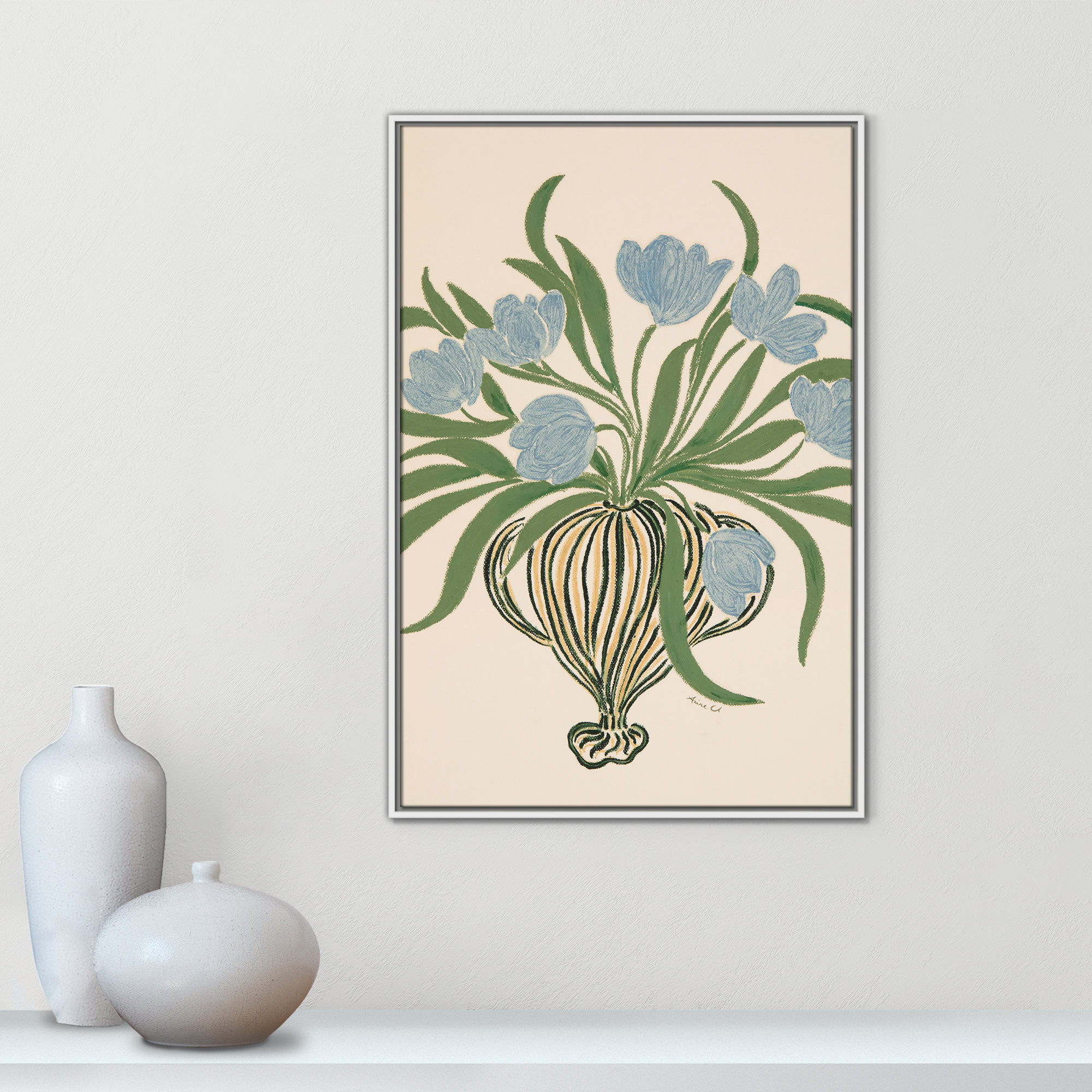 La Poire Blue Tulips Print by Camilla Bergqvist, 37.5" H x 25.5" W, White