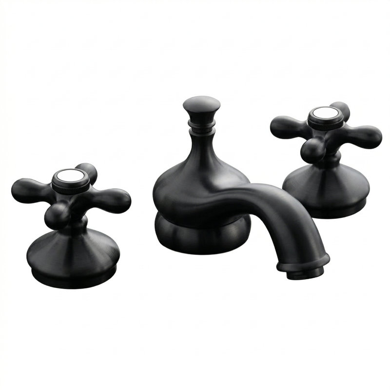 Sacramento Widespread Faucet, Cross Handles by Strom Living, Unlacquered Oil Rubbed Bronze